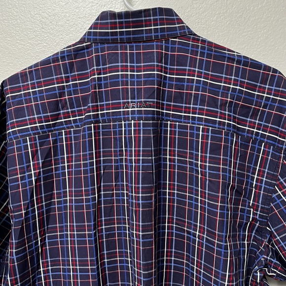 Ariat Pro Series Shirt Men's Large Blue Red Plaid Button‎ Up Western Performance - Picture 8 of 10